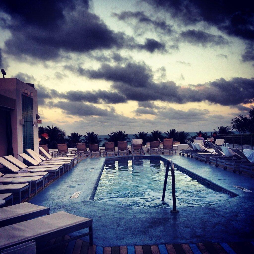 Enjoying sunset on the rooftop pool at The Hotel of South Beach