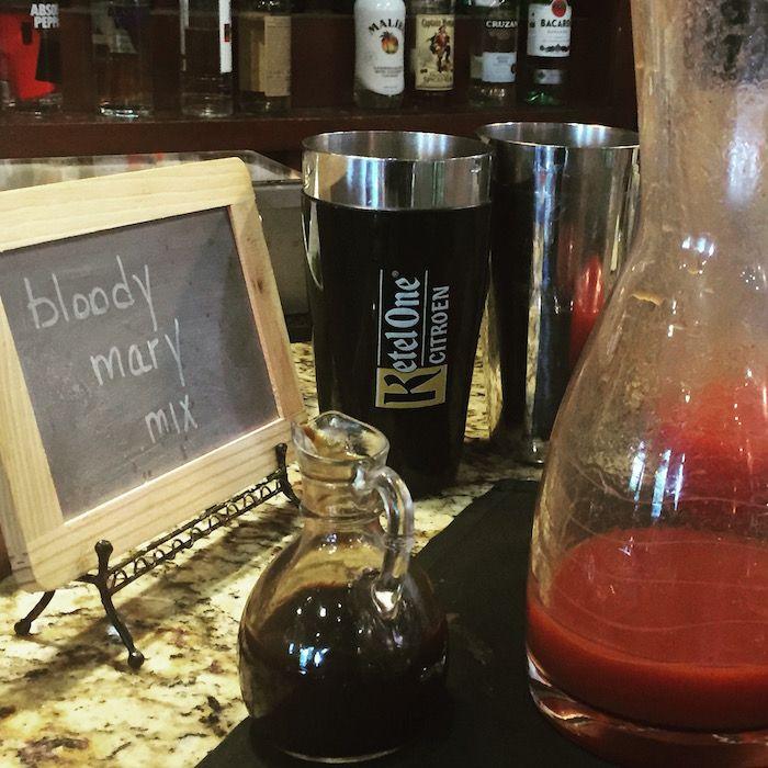 Bloody Mary Mix sign and pitcher