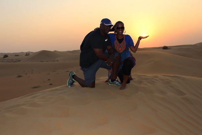 sunset on desert safari in Dubai