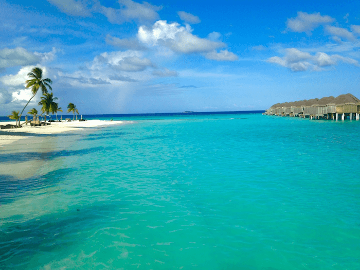 ocean huts over the water