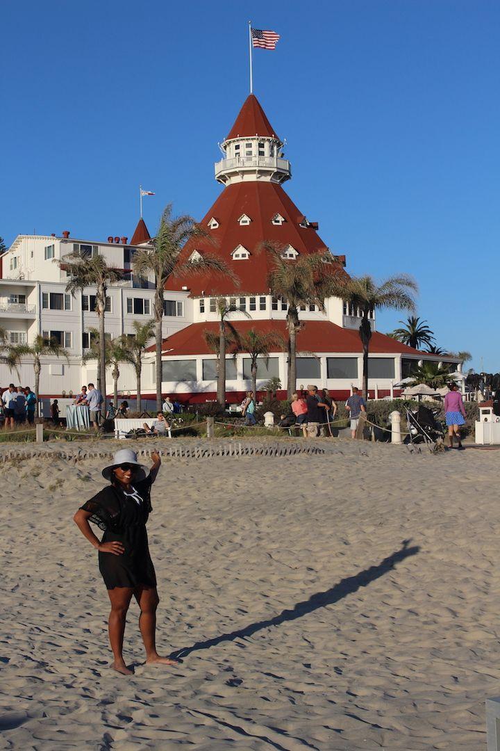 Woman in front of Hotel Del Coronado