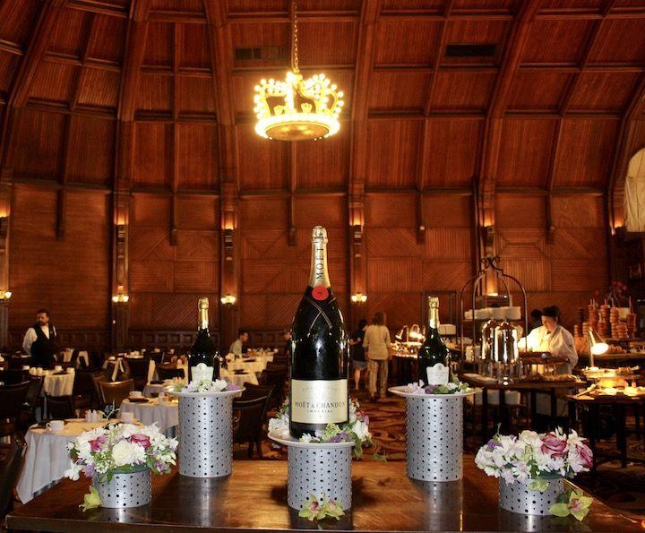 champagne in ice buckets at the entrance to the Crown Room