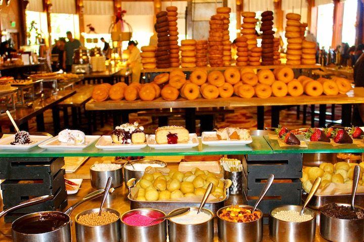 A donut station with toppings at The Crown Room