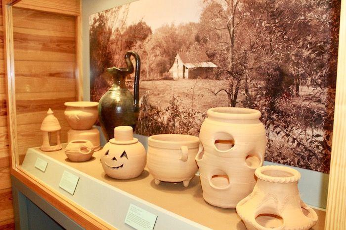 Pottery on display at the Folk Pottery Museum