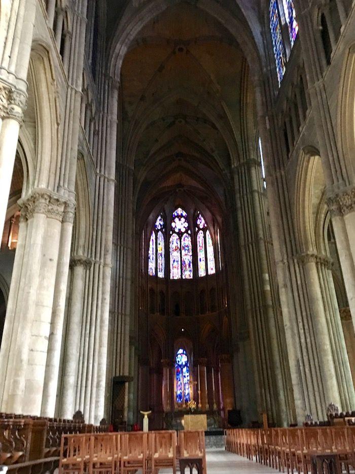 The inside of the Notre Dame Cathedral at Reims