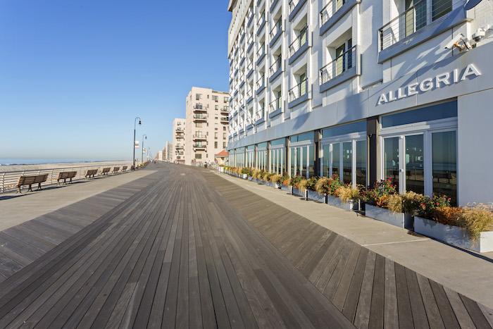 Boardwalk and ocean views from the Allegria Hotel