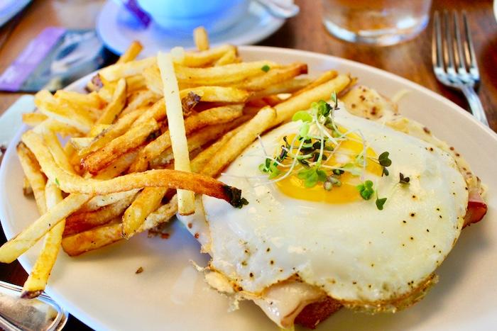 Croque Madame with crispy French fries