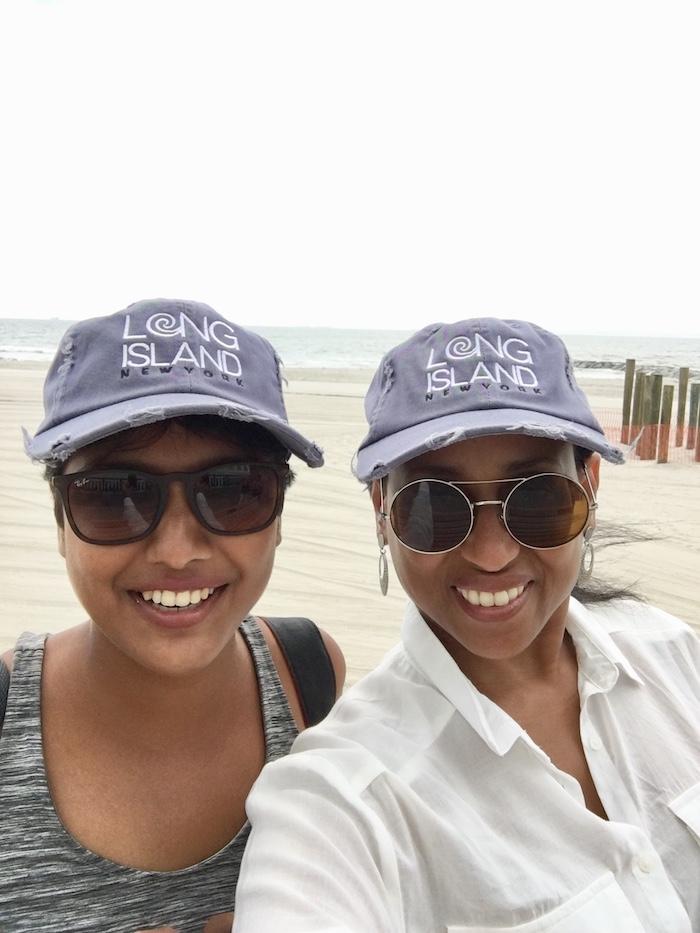 two friends on the beach on Long Island