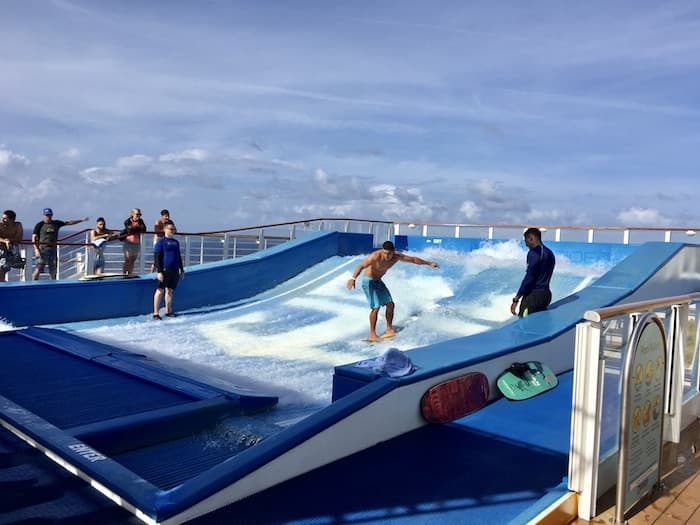 FlowRiders surfing activity on a Royal Caribbean cruise ship