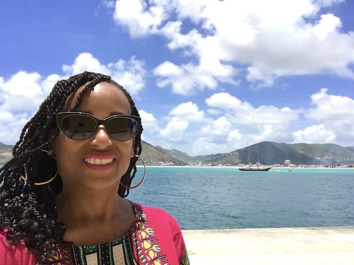 woman on beach in St. Maarten