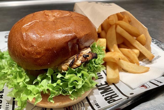 Grilled chicken sandwich and French fries at The Butcher