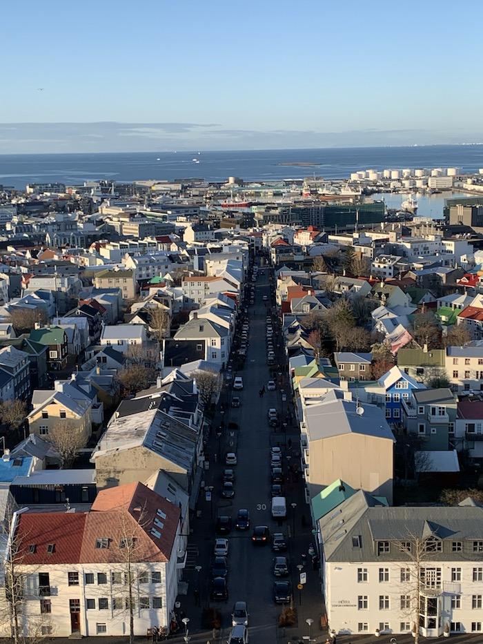 a view of Reykjavik from Hallgrimskirkja Church