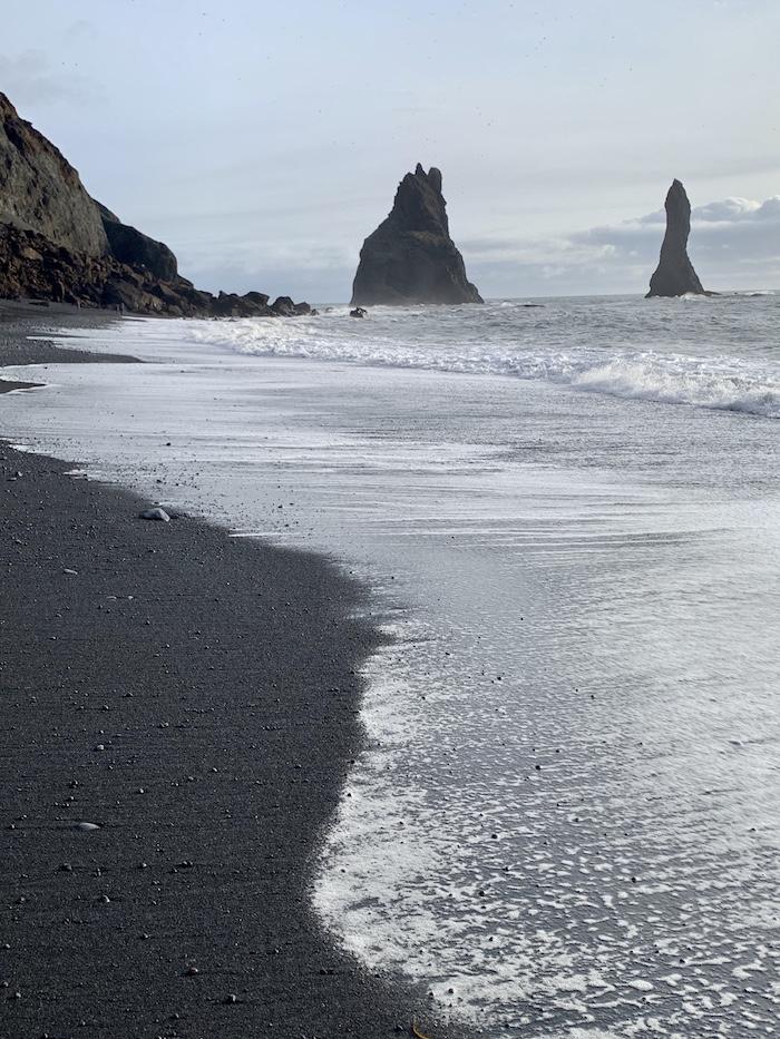 a black sanded beach in Vik