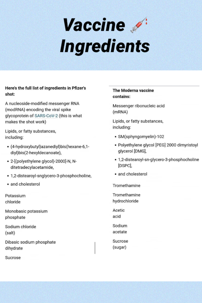 covid vaccine ingredients list