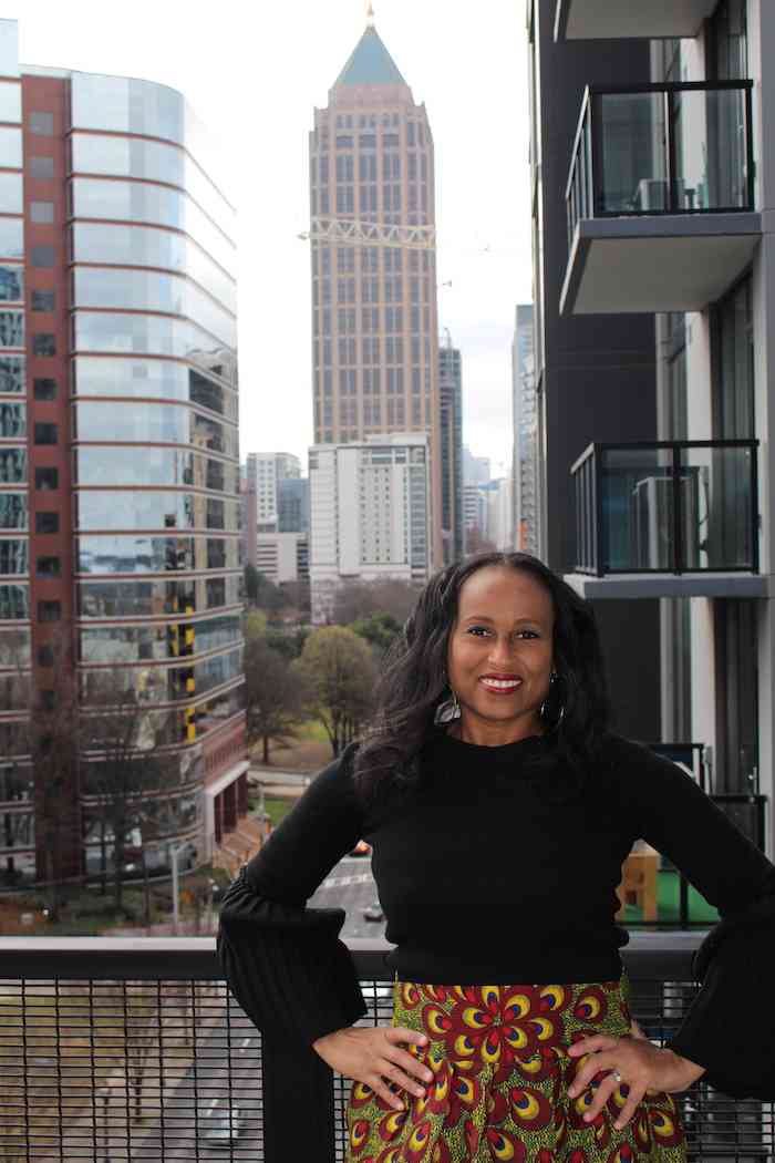 Nadeen on the balcony at Canopy Atlanta Midtown