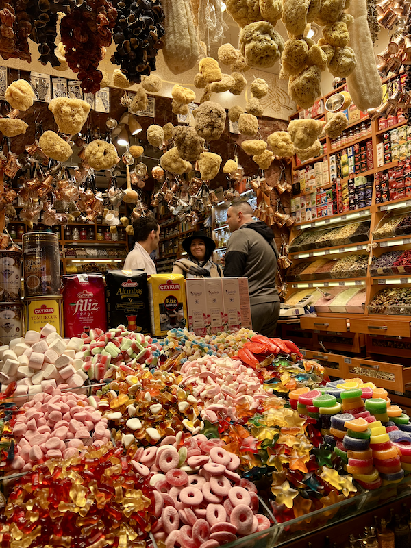 a candy display at the istanbul spice market