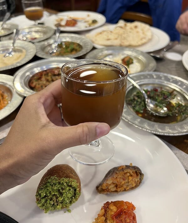 Traditional meze with sherbet drink