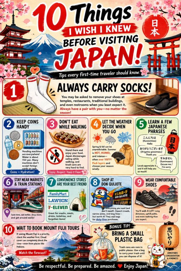 10 tips on things I wish I knew before visiting Japan
