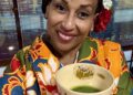 Nadeen White in Japan at a Japanese tea ceremony in Kyoto
